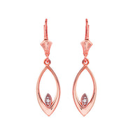 Filigree Two-Tone Diamond Teardrop Leverback Earrings (Available in Yellow/Rose/White Gold)