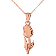 Gold Tulip Flower Pendant Necklace (Available in Yellow/Rose/White Gold)