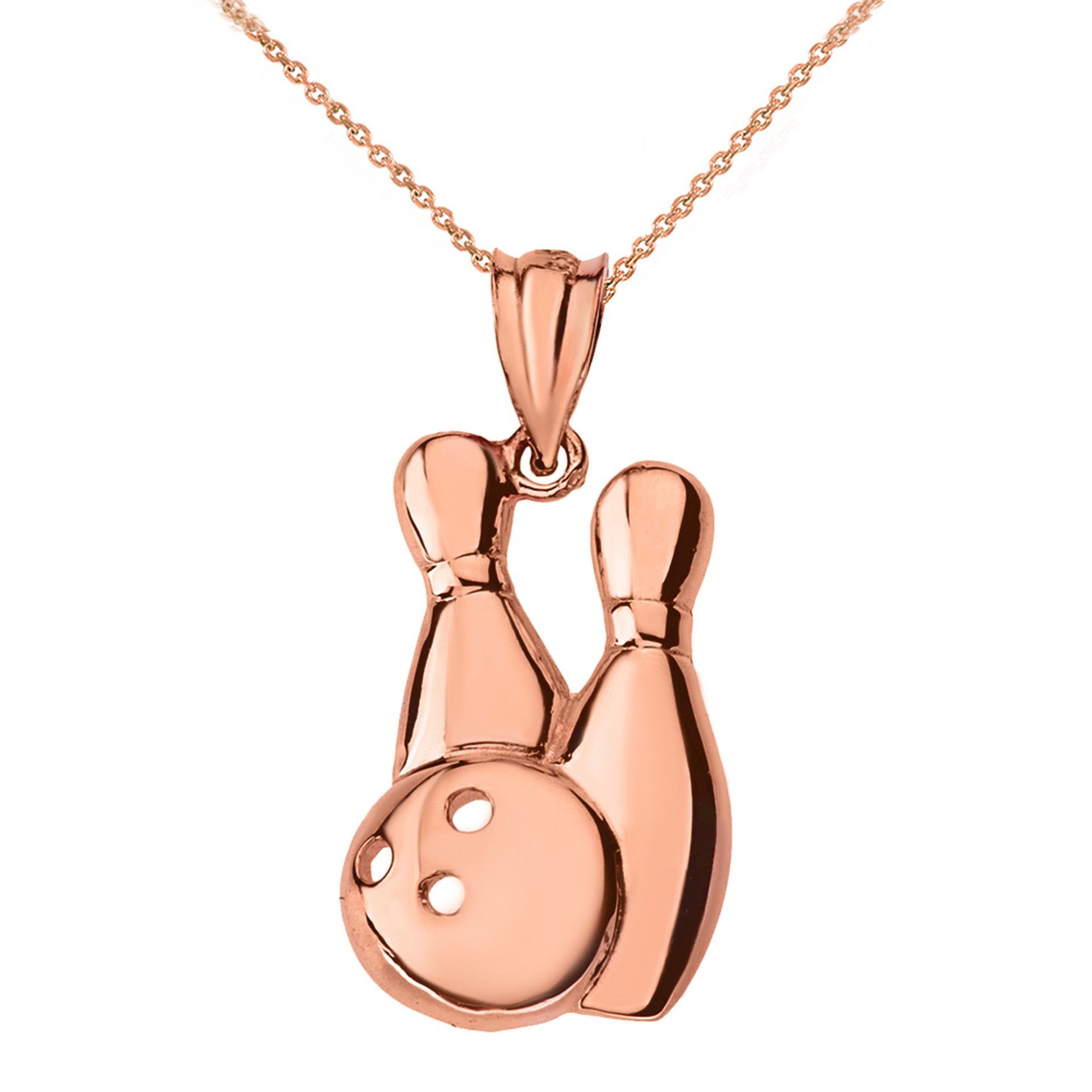 Bowling Pendant Necklace in Solid Gold (Yellow/Rose/White)