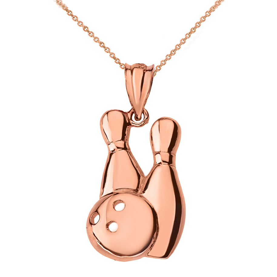 Bowling Pendant Necklace in Solid Gold (Yellow/Rose/White)