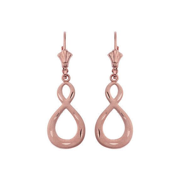Gold Satin Finish Infinity Leverback Earrings (Available in Yellow/Rose/White Gold)