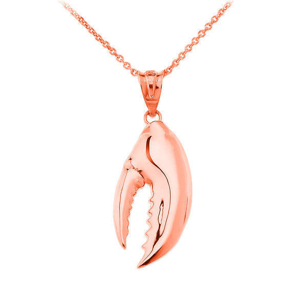 Gold Lobster Claw Pendant Necklace (Available in Yellow/Rose/White Gold)