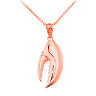 Gold Lobster Claw Pendant Necklace (Available in Yellow/Rose/White Gold)