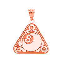 Gold Custom Engravable Eight Ball Pool Rack Billiards Pendant Necklace (Available in Yellow/Rose/White Gold)