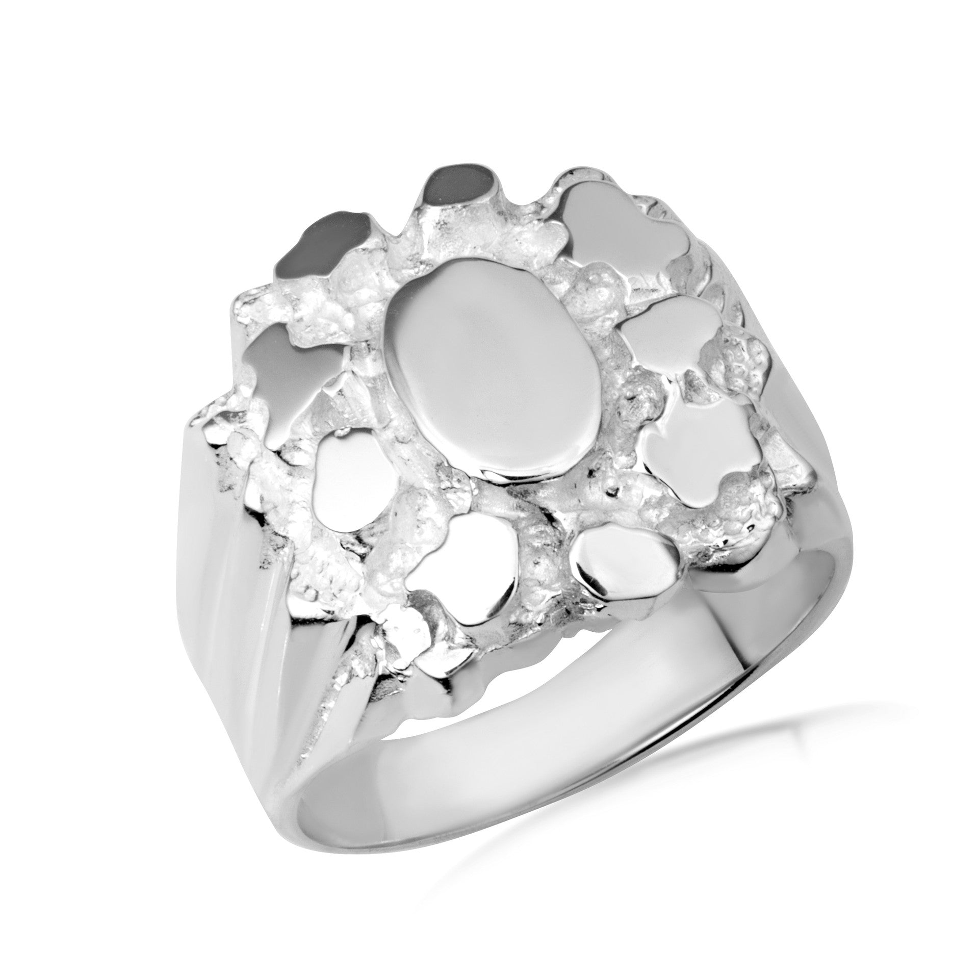.925 Sterling Silver Men's Solid & Sophisticated Nugget Ring