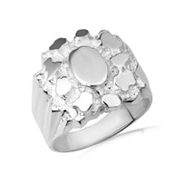 .925 Sterling Silver Men's Solid & Sophisticated Nugget Ring