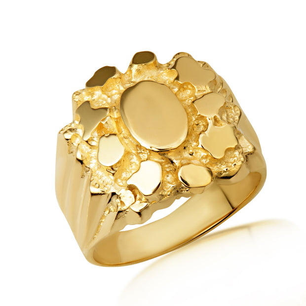 Yellow Gold Men's Solid & Sophisticated Nugget Ring
