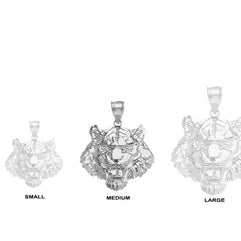 Roaring Tiger Pendant Necklace in Gold (Medium) 1.31 in. (Yellow/Rose/White)