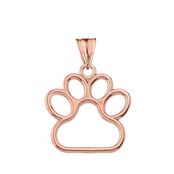 Solid Gold Dainty Dog Paw Print Pendant Necklace(Available In Yellow/Rose/White Gold) (0.80'')