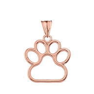 Solid Gold Dainty Dog Paw Print Pendant Necklace(Available In Yellow/Rose/White Gold) (0.80'')