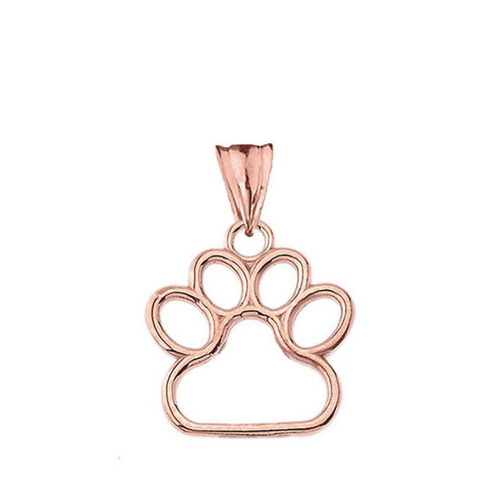 Gold Dainty Dog Paw Print Pendant Necklace (Available in Yellow/Rose/White) (0.66'')