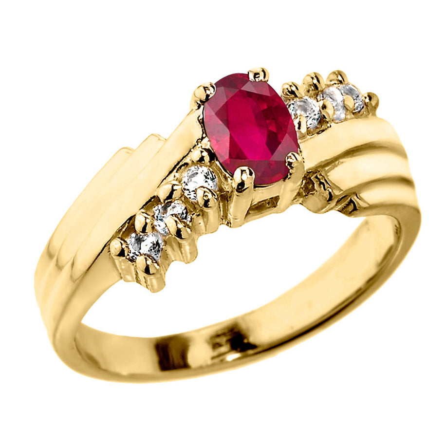 Dazzling Gold Diamond and Lab Created birthstone Proposal Ring(Available In Yellow/Rose/White Gold)