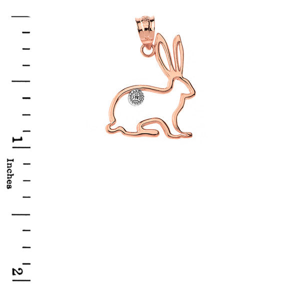 Jack Rabbit Outline Solitaire Pendant Necklace in Gold (Yellow/Rose/White)