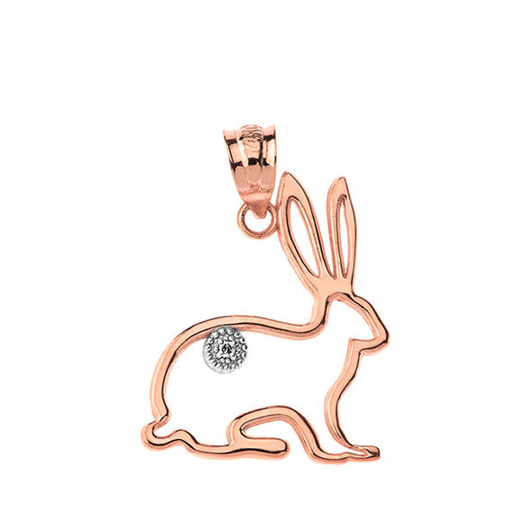Jack Rabbit Outline Solitaire Pendant Necklace in Gold (Yellow/Rose/White)