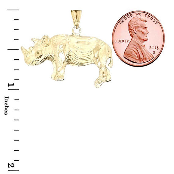 Rhino Pendant Necklace In Gold (Yellow/Rose/White)