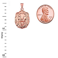 Gold Diamond Cut Lion Pendant Necklace (Available in Yellow/Rose/White Gold)