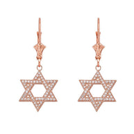 Yellow Gold Diamond Jewish Star Of David Earrings(Available in Yellow/Rose/White Gold)