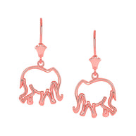 Gold Lucky Elephant Leverback Earrings (Available in Yellow/Rose/White Gold)