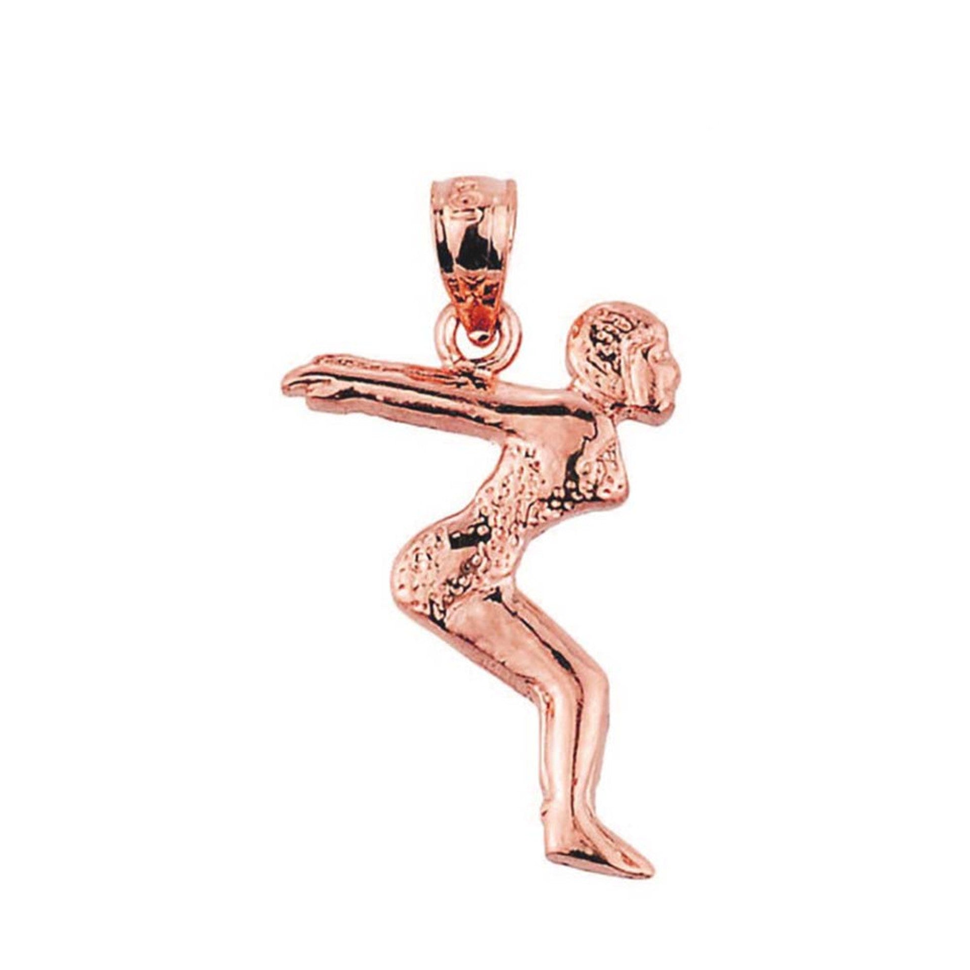Solid Gold Lady Swimmer/Diver Charm Pendant (Available in Yellow/Rose/White Gold)