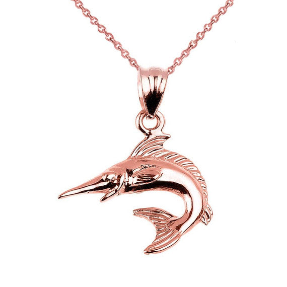 Gold Swordfish Charm Pendant(Available in Yellow/Rose/White)