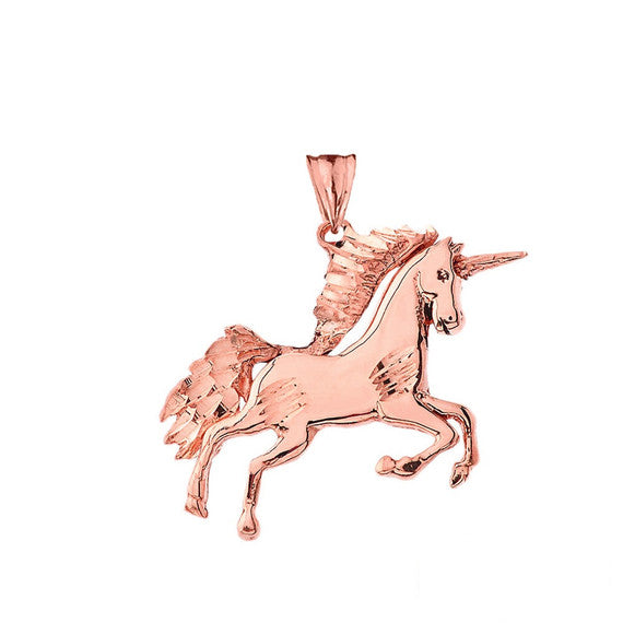 Gold Unicorn Pendant Necklace (Available in Yellow/Rose/White/Two Tone Gold)