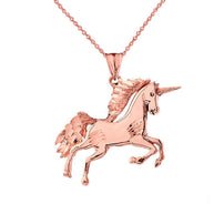 Gold Unicorn Pendant Necklace (Available in Yellow/Rose/White/Two Tone Gold)
