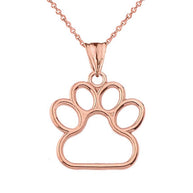 Solid Gold Dainty Dog Paw Print Pendant Necklace(Available In Yellow/Rose/White Gold) (0.80'')