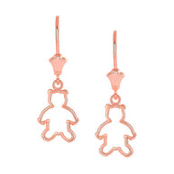 Dainty Teddy Bear Leverback Earrings(Available in Yellow/Rose/White Gold)