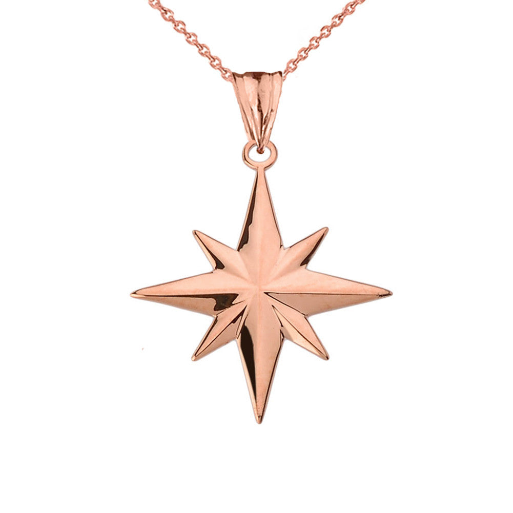 Solid Gold North Star Pendant Necklace (Available in Yellow/Rose/White Gold)