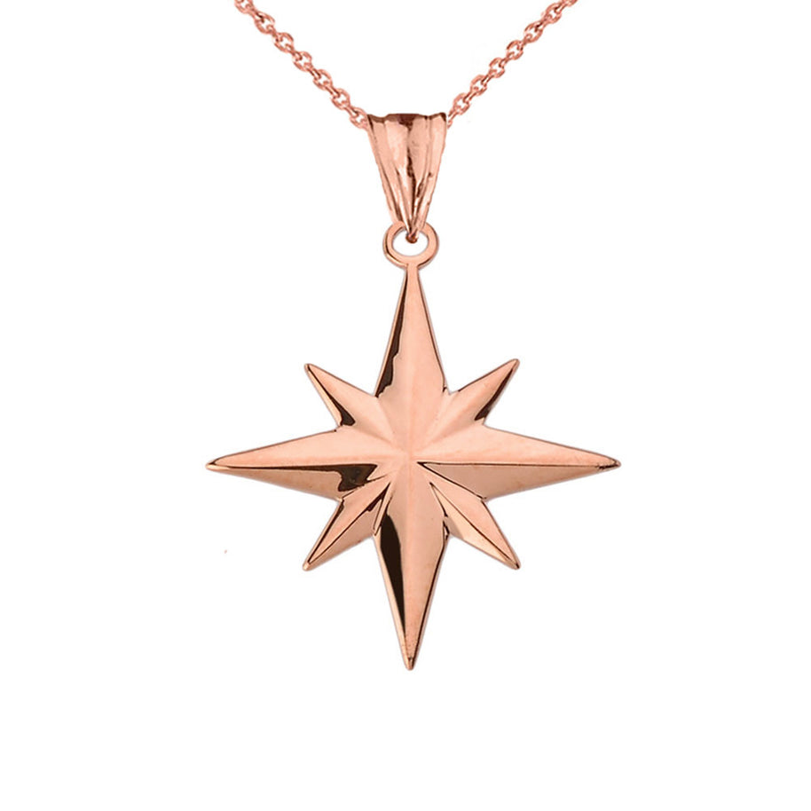 Solid Gold North Star Pendant Necklace (Available in Yellow/Rose/White Gold)