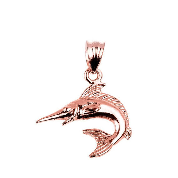 Gold Swordfish Charm Pendant(Available in Yellow/Rose/White)