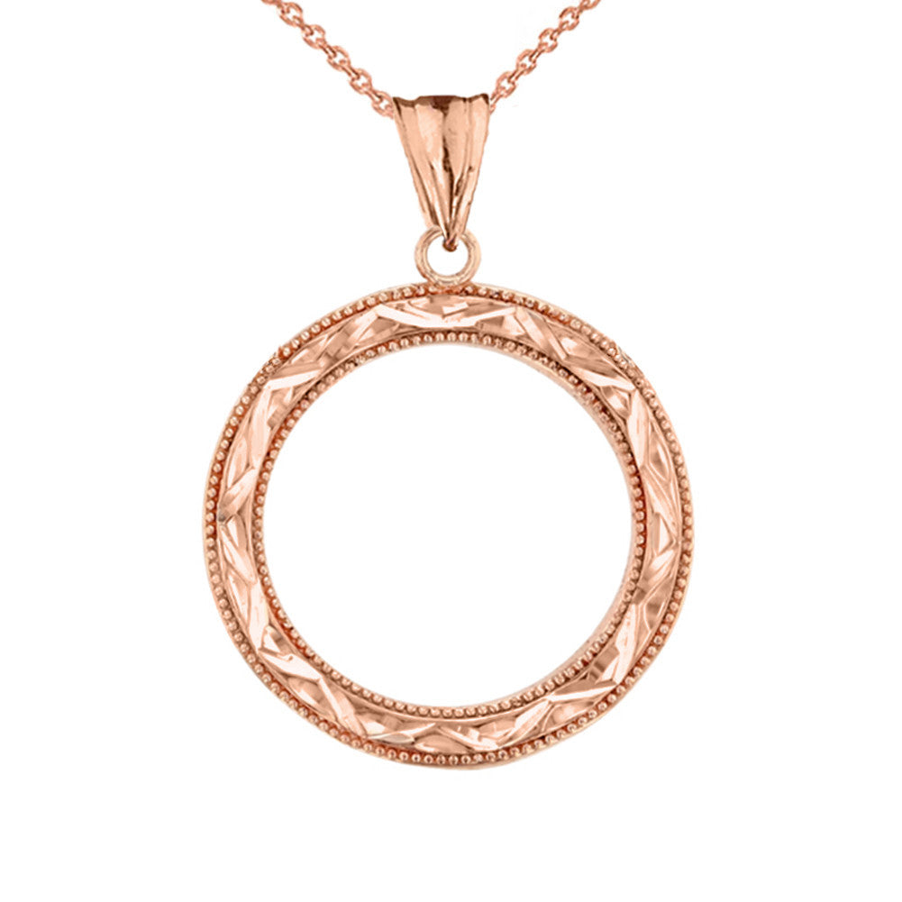 Gold Chic Sparkle Cut Circle of Life Pendant Necklace(Available In Yellow/Rose/White Gold)