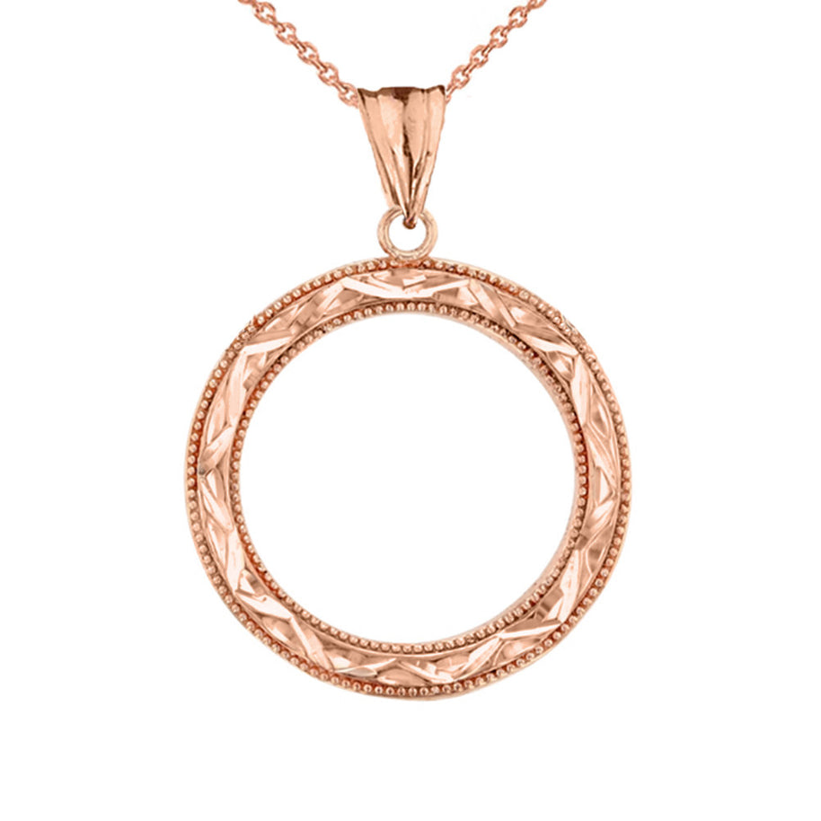 Gold Chic Sparkle Cut Circle of Life Pendant Necklace(Available In Yellow/Rose/White Gold)