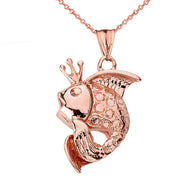 Gold King Fish Pendant Necklace(Available in Yellow/Rose/White)