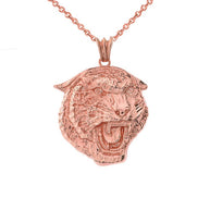 Solid Gold Bold Jaguar Statement Pendant Necklace (Available in Yellow/Rose/White Gold)