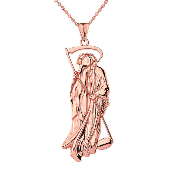 Musical Grim Reaper Pendant Necklace in Gold (Yellow/Rose/White)