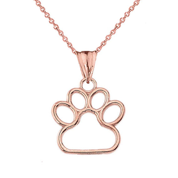 Gold Dainty Dog Paw Print Pendant Necklace (Available in Yellow/Rose/White) (0.66'')