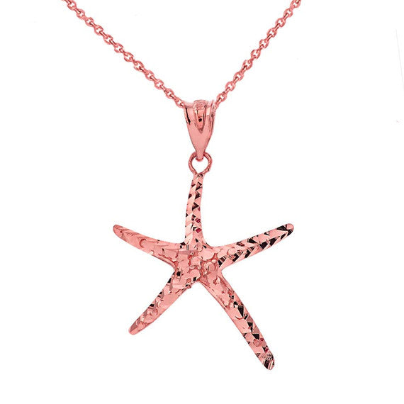 Gold Starfish Pendant Necklace (Available in Yellow/Rose/White)