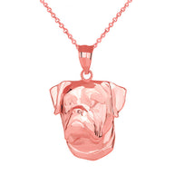 American Bulldog Head Pendant Necklace in Gold (Available in Yellow/Rose/White Gold)