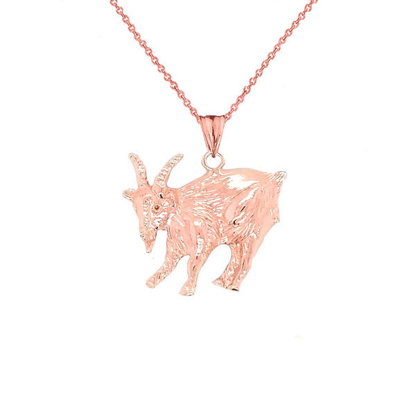 Gold Goat Pendant Necklace(Available in Yellow/Rose/White)