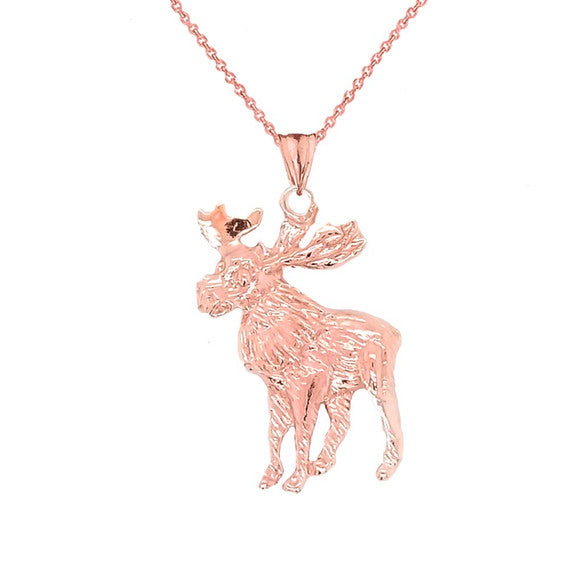 Moose Pendant Necklace In Gold (Yellow/Rose/White)