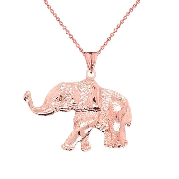Gold Elephant Lucky Pendant Necklace (Available in Yellow/Rose/White Gold)
