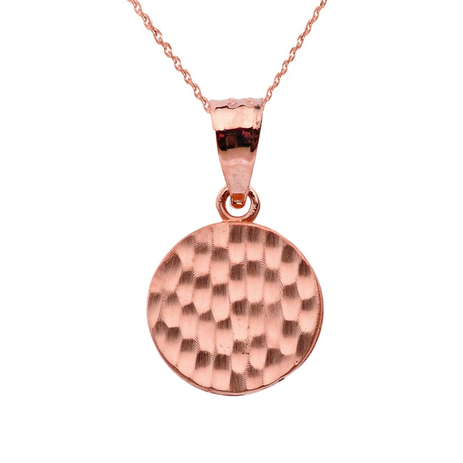 Hammered Gold Medallion Necklace (Available in Yellow Gold, Rose Gold, White Gold)