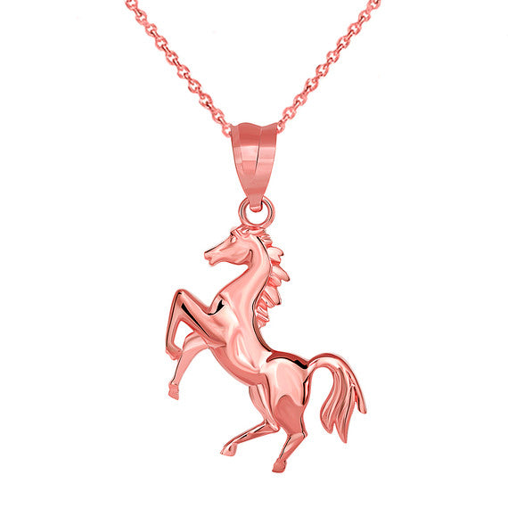 Gold Horse Stallion Pendant Necklace (Available in Yellow/Rose/White Gold)
