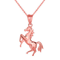 Gold Horse Stallion Pendant Necklace (Available in Yellow/Rose/White Gold)