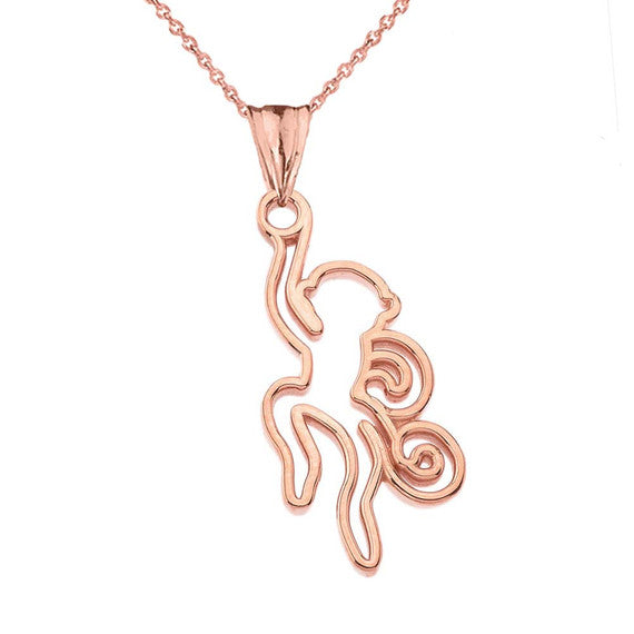 Open Cut Monkey Pendant Necklace In Gold (Yellow/Rose/White)