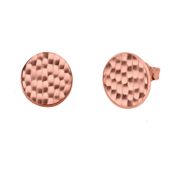 Gold Hammered Round Stud Earrings(Available in Yellow/Rose/White Gold)