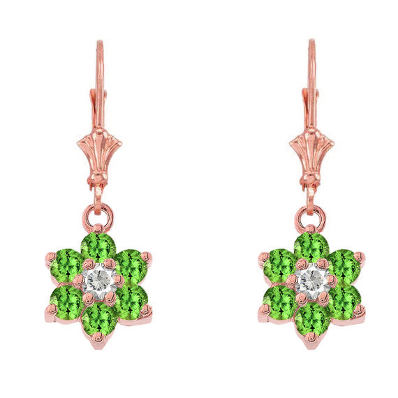 Dainty Milgrain Flower Personalized Birthstone Earring In 14K Gold