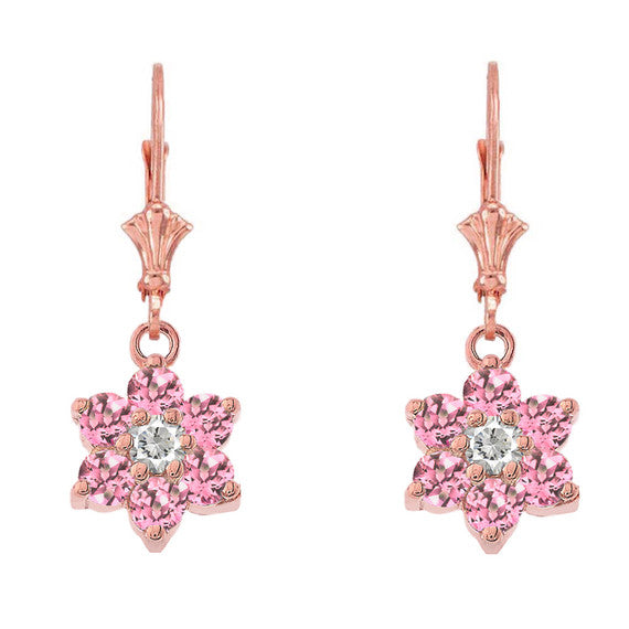 Dainty Milgrain Flower Personalized Birthstone Earring In 14K Gold