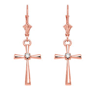 Solitaire Diamond Cross Leverback Earring(Available In Yellow/Rose/White Gold)